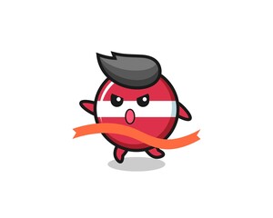 cute latvia flag badge illustration is reaching the finish