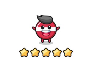 the illustration of customer best rating, latvia flag badge cute character with 5 stars