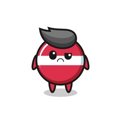 the mascot of the latvia flag badge with sceptical face