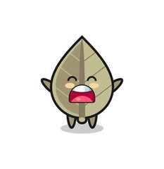 Fototapeta premium cute dried leaf mascot with a yawn expression