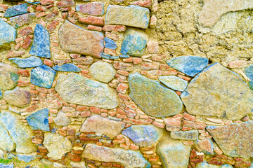Ancient Stone Wall Made of Natural Rough Stones, Old Masonry
