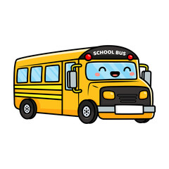 cute happy yellow bus character