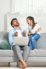 child and father yell at each other because the daughter is interfering with the father's work