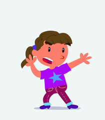 Fototapeta premium cartoon character of little girl on jeans arguing angrycartoon character of little girl on jeans arguing angry