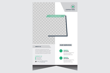 Green and white business flyer design template