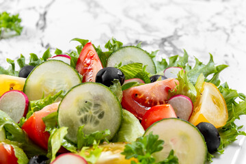 Vegetable salad. Healthy eating. Vegetarian food. Healthy nutrition concept. Close up. . High quality photo