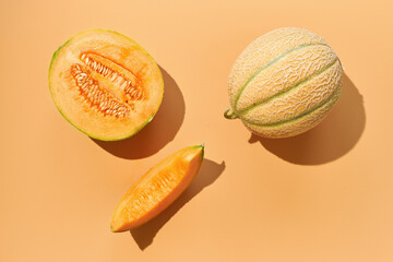 Cantaloupe melon slices for dessert.