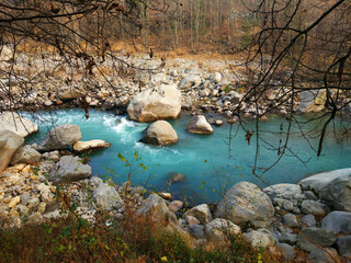 rocky coast of the river
