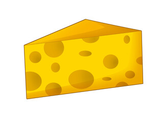 Cartoon cheese on white background food illustration