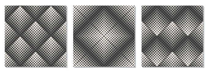 Set of trendy minimalist seamless pattern with abstract geometric composition