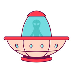 Ufo vector cartoon illustration isolated on a white background.
