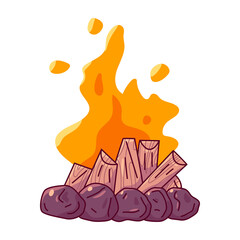 Bonfire vector cartoon illustration isolated on white background.