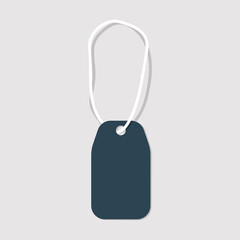 Black tag with string vector template illustration isolated on background.