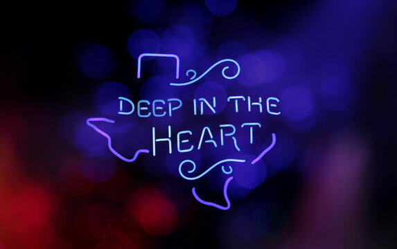 Texas Vintage Neon Sign - Deep in the Heart of Texas Photo Composite