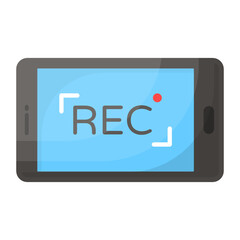 Movie Recording Screen Concept, Filmmaking App Splash Vector Color Icon Design, Video blogger Symbol, photographer or videography equipment Sign, Filmography and Cinematography Stock illustration