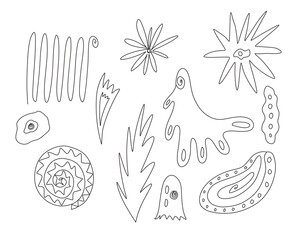 Set of different abstract Doodles funny elements for children, textile, wallpaper 