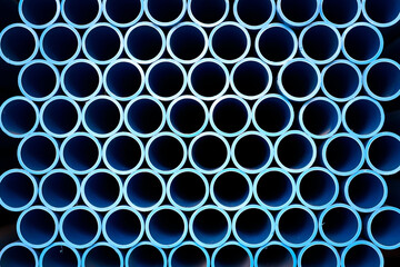 close up of blue water pipe stack