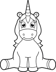 Cartoon unicorn. Coloring page. Illustration for children. Cute and funny cartoon characters. Coloring book for small children.