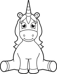 Cartoon unicorn. Coloring page. Illustration for children. Cute and funny cartoon characters. Coloring book for small children.