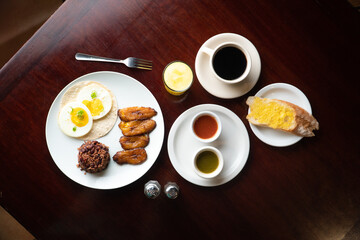 mexican breakfast or dinner top view
