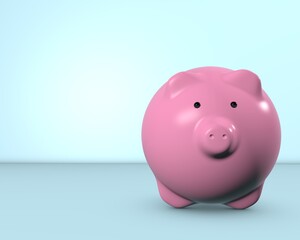 3D pink pig with place for text. 3D piggy bank . 3D render