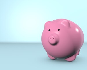3D pink pig with place for text. 3D piggy bank . 3D render