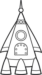 Cartoon space rocket. Coloring page. Illustration for children. Cute and funny cartoon characters. Coloring book for small children.