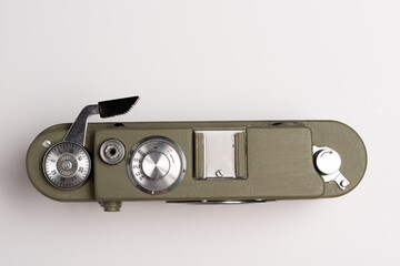 Old film khaki camera isolated