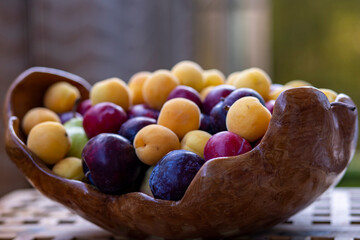 wooden vase with fruits