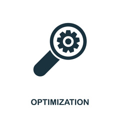 Optimization icon. Simple creative element. Filled monochrome Optimization icon for templates, infographics and banners