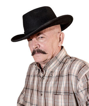 The cowboy with mustache, in a black hat