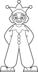 Cartoon clown. Coloring page. Illustration for children. Cute and funny cartoon characters. Coloring book for small children