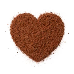 Fototapeten Brown cocoa powder in heart shape isolated on white background   © Picture Partners