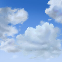 Naklejka na ściany i meble Blue cloudy summer sky. 3d rendering