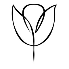 Decorative plant element. Floral leaf pattern. One continuous line. Flower logo. One continuous drawing line logo isolated minimal illustration.