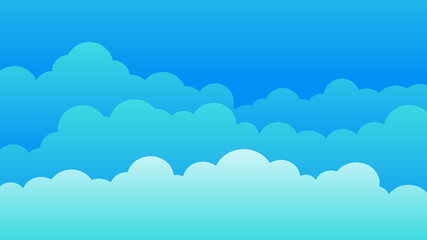 Sky and Clouds, Beautiful Background. Stylish design with a flat, cartoon poster, flyers, postcards, web banners. holiday mood, airy atmosphere. Isolated Object. Design Material. Vector illustration.