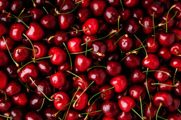 Cherry. Sweet Cherries background. Ripe Sweet Red Cherries.