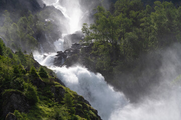 Fototapeta na wymiar Låtefoss near Odda in Norway. Absolutely beautiful, breathtaking and magical. 