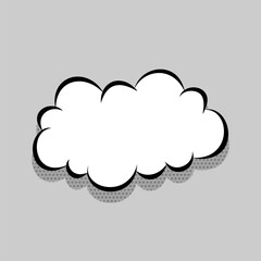 Comics speech bubble for text pop art design. White empty dialog cloud for text message, tag, advertise. Comics sketch puff explosion elements comic book text. Wow effect vector cartoon illustration