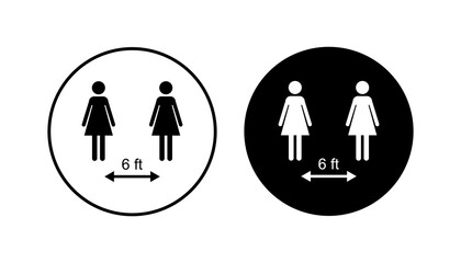 Social distancing icon set. social distance icon. self quarantine sign