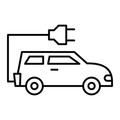 Vector Electric Car Outline Icon Design