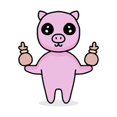 cute pig cartoon holding money sack. illustration for t shirt, poster, logo, sticker, or apparel merchandise.