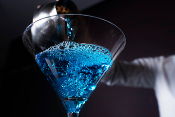  Cocktail on black background. Cocktail at the bar. Alcoholic drink at the night club.