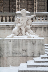 Vienna - The alegorical statue in front of Neue Burg building in winter