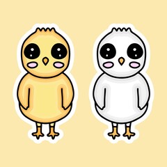 kawaii baby chicks  doodle cartoon for stickers and apparel