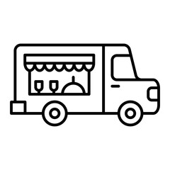 Vector Food Truck Outline Icon Design