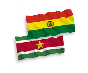 Obraz premium Flags of Republic of Suriname and Bolivia on a white background