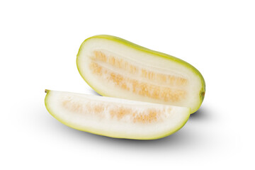 Winter melon long sliced isolated on white background with Clipping Path