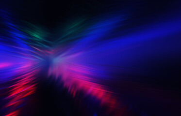 Neon abstract light rays on a dark background. Light effect, laser show, surface reflection. Ultraviolet radiation, nightclub. 3d illustration