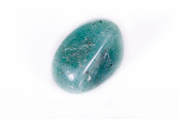 Macro mineral stone aventurine green on white background